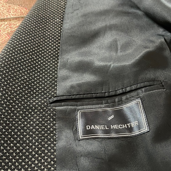 Daniel Hechter Men’s Wool Blazer Sport Coat Jacket Black Pique Size 48R - Picture 7 of 11